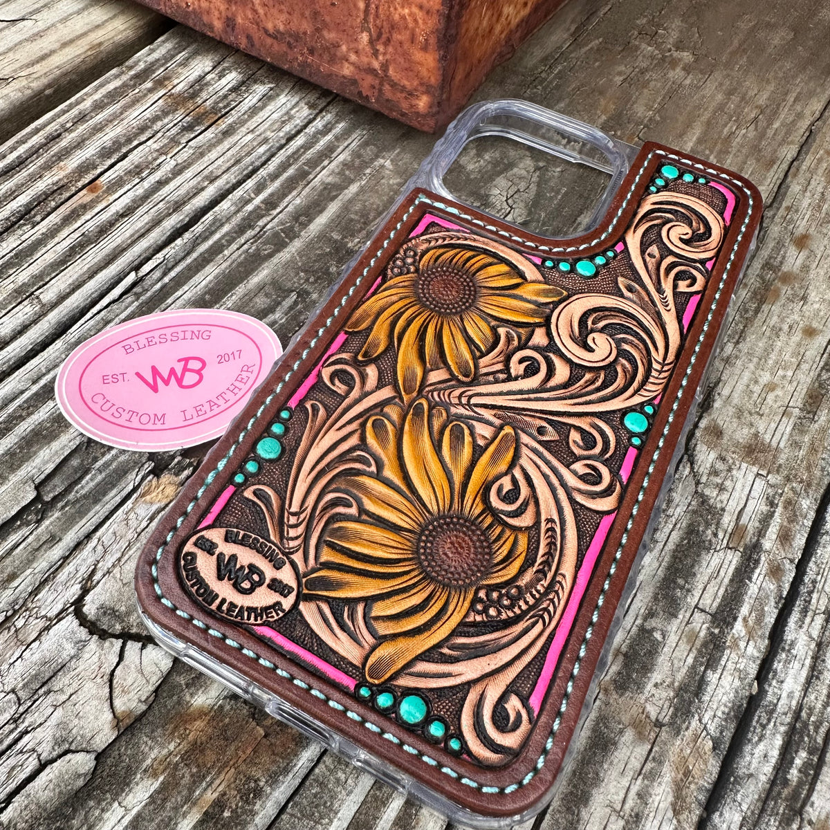Tooled Leather Phone Case Blessing Custom Leather Tooled Leather Phone Case Blessing Custom Leather
