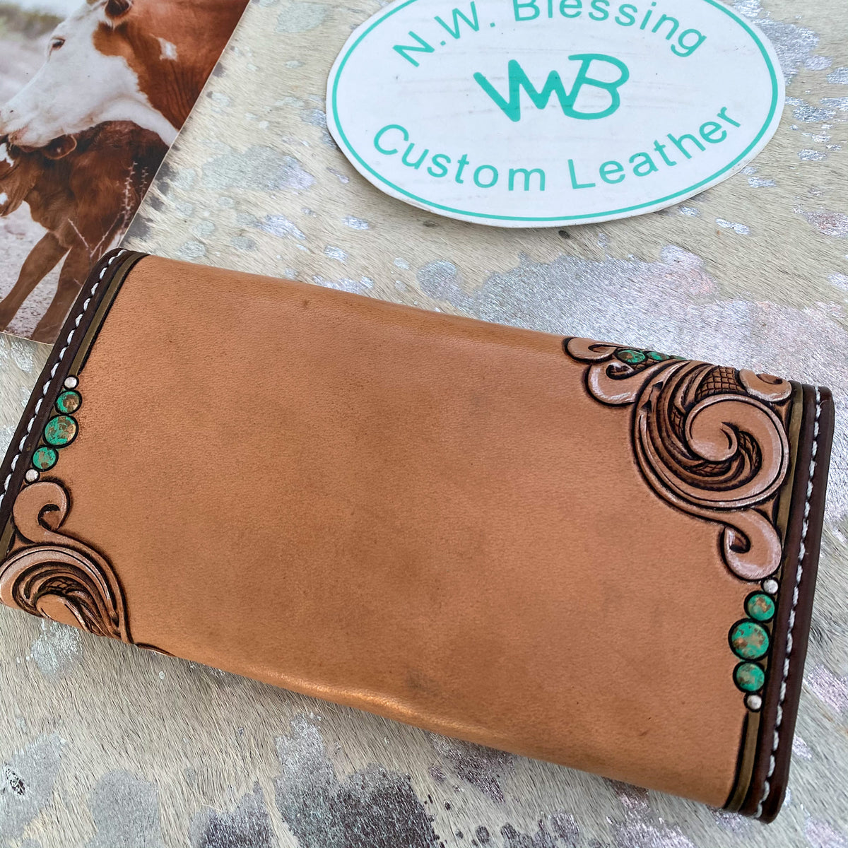 Sunflower Tooled Leather Women's Wallet – Blessing Custom Leather