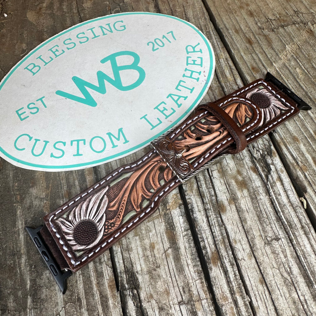 Tooled Leather Watch Band