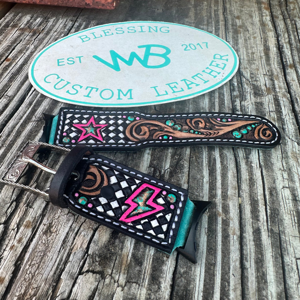 Tooled Leather Watch Band