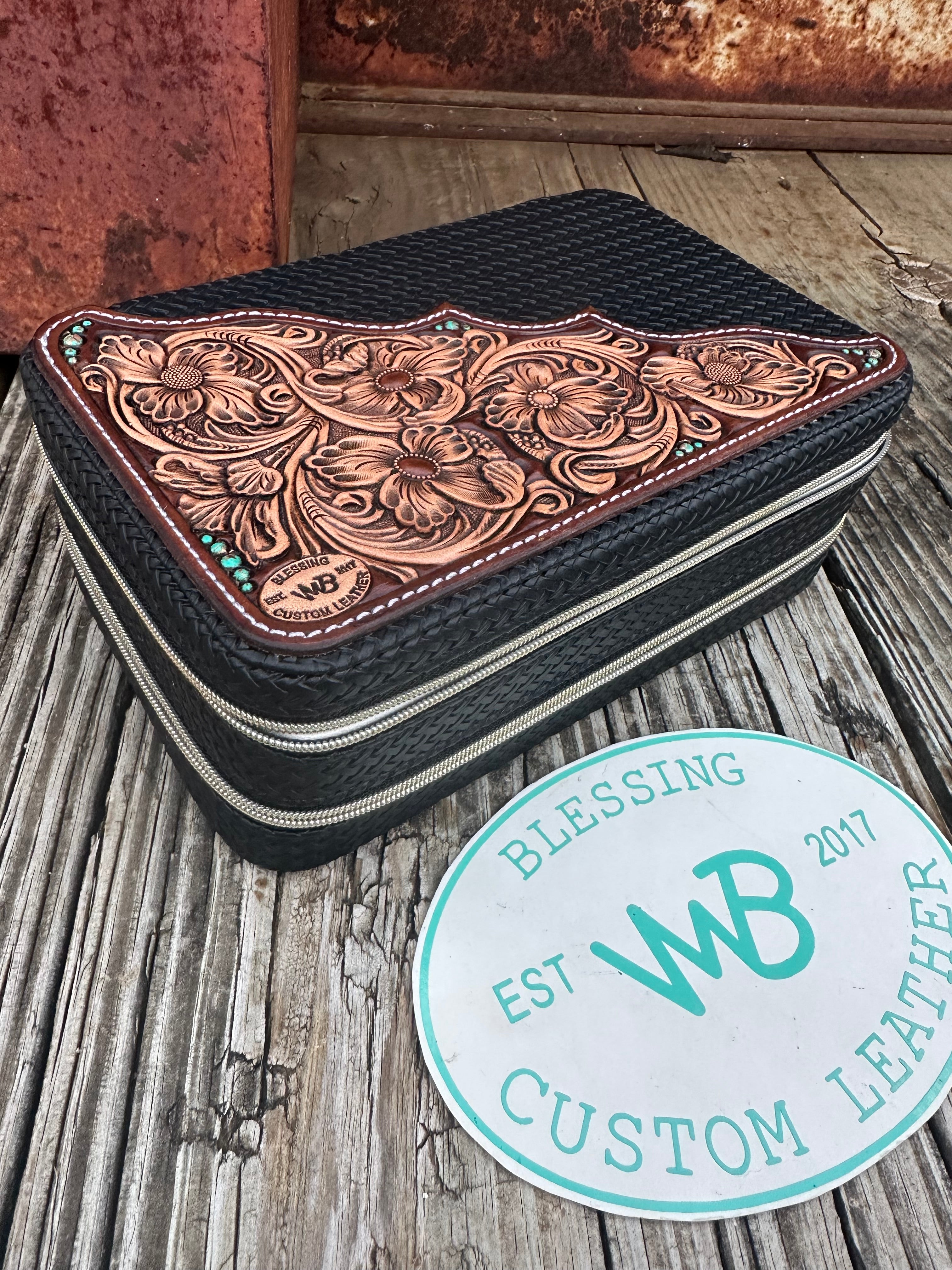 Tooled Leather Jewelry Travel Case