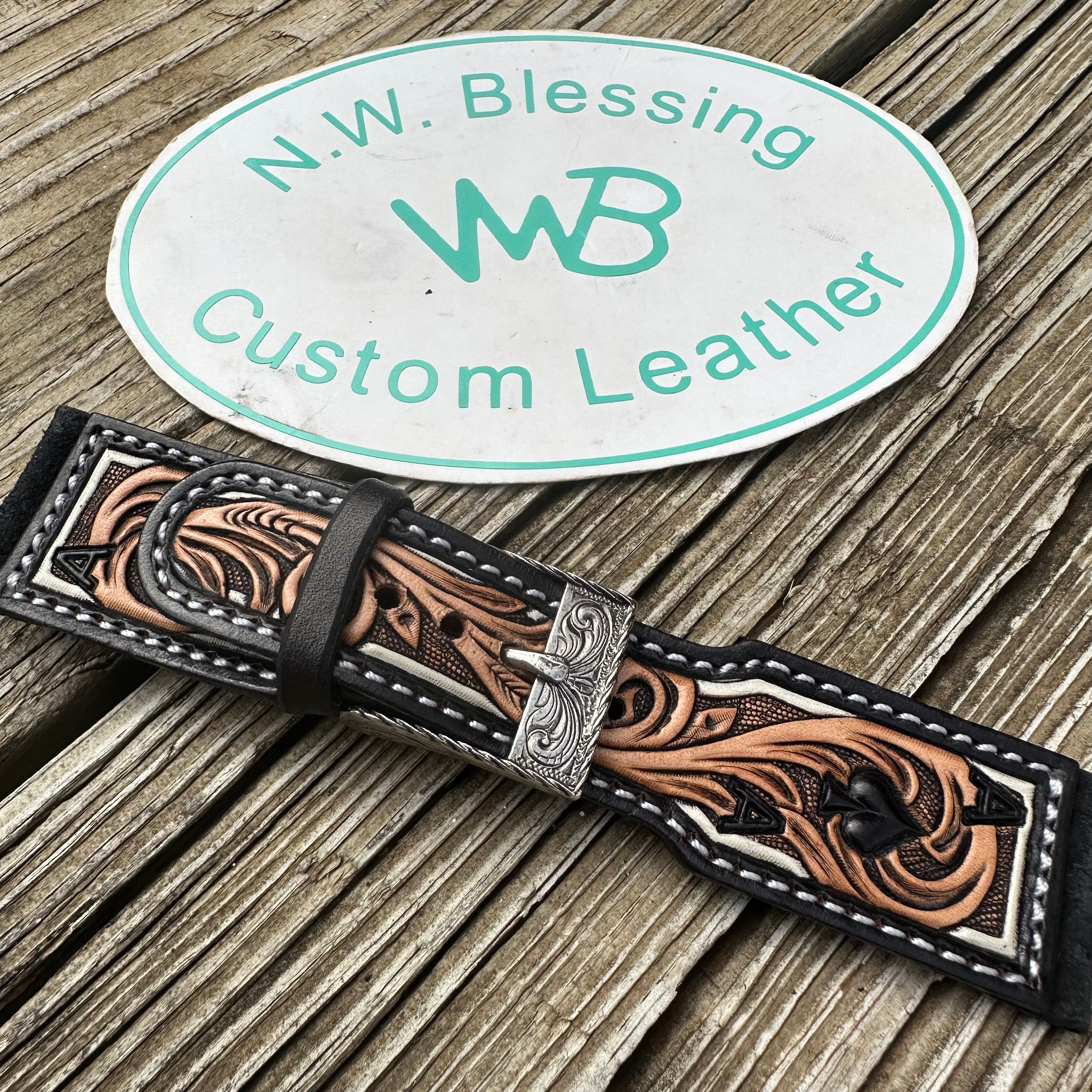 Tooled Leather Apple Watch Band #29