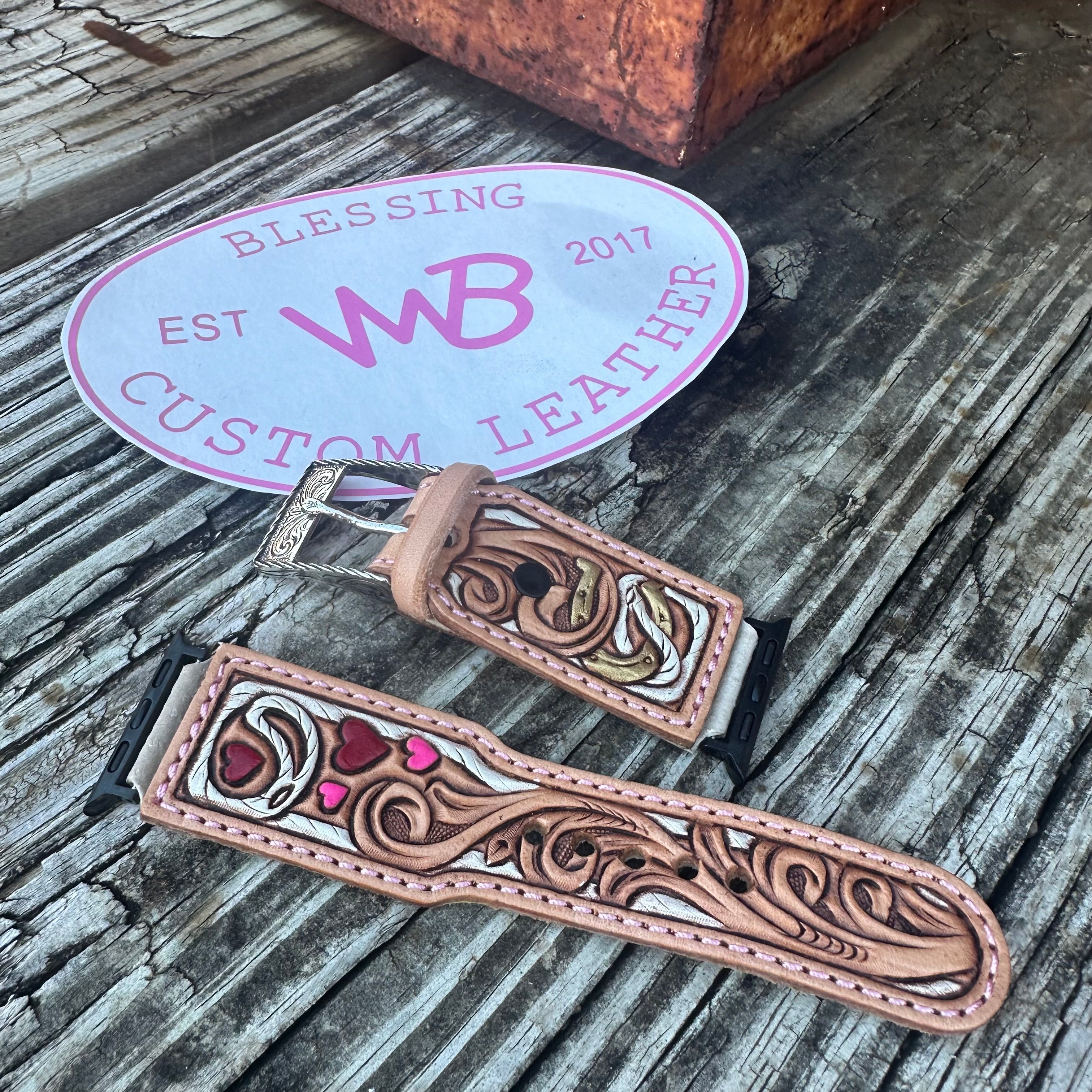 Tooled Leather Watch Band