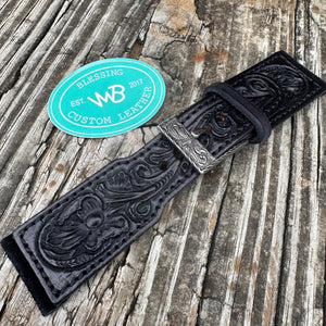 Tooled Leather Watch Band