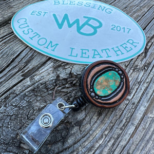 Tooled Leather Badge Reel