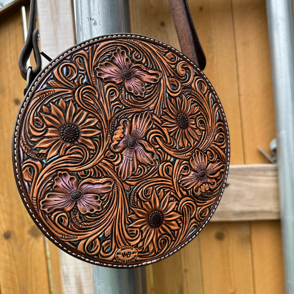 Floral Tooled Round Purse