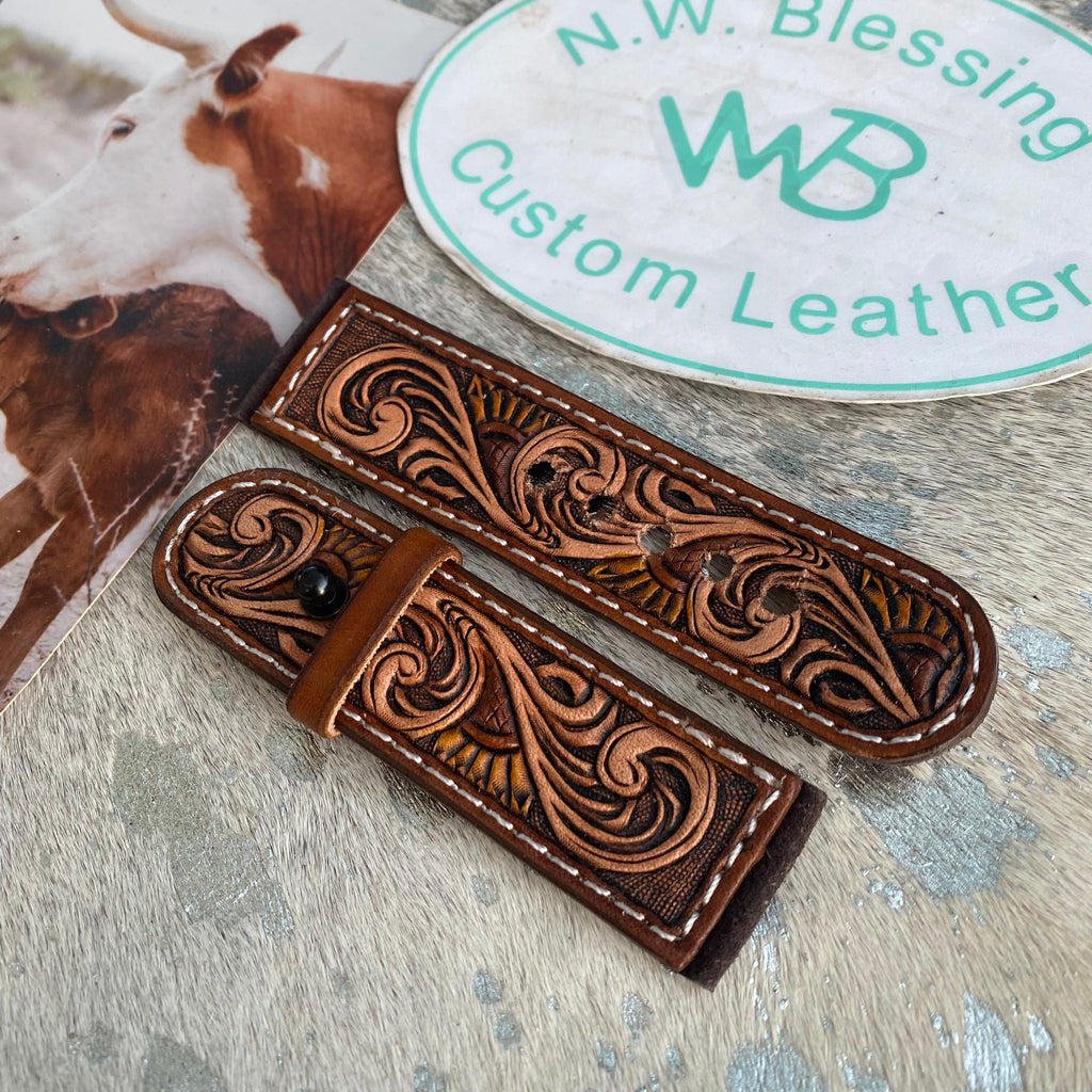 Tooled Leather Apple Watch Band #25