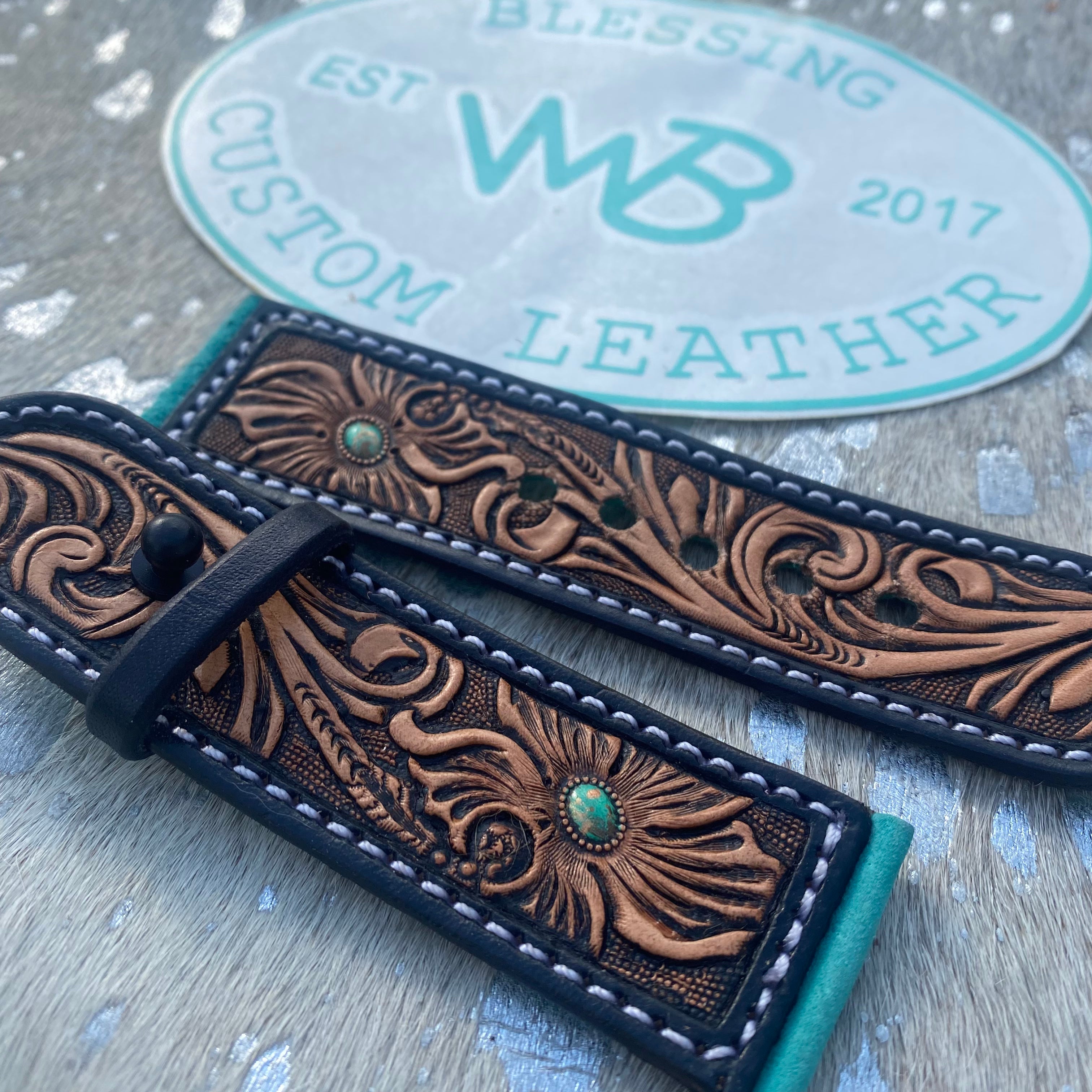 Tooled Leather Apple Watch Band #30