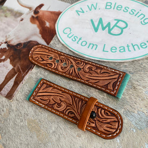 Tooled Leather Apple Watch Band #4